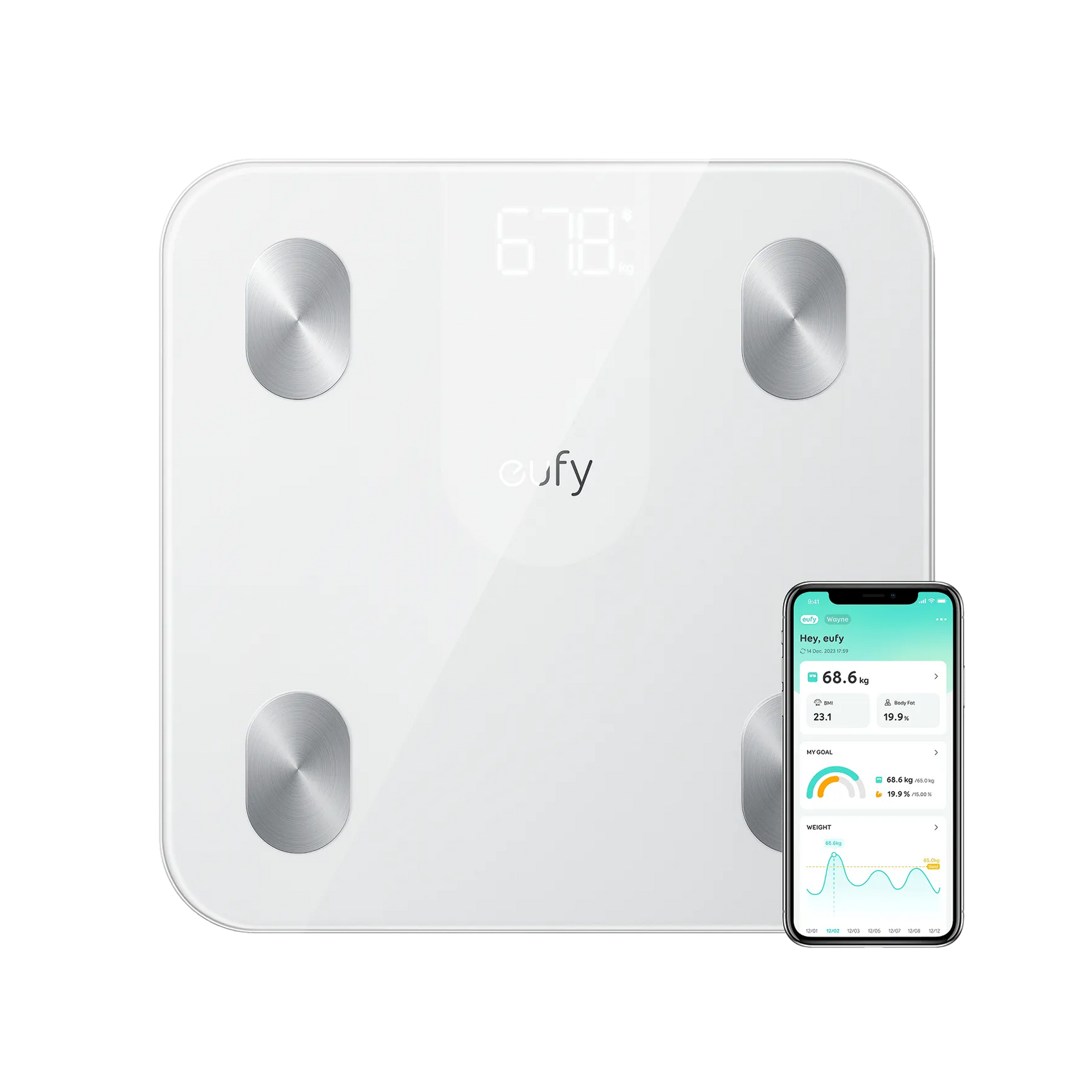 Eufy Smart Scale A1 with Bluetooth 12 Measurements White