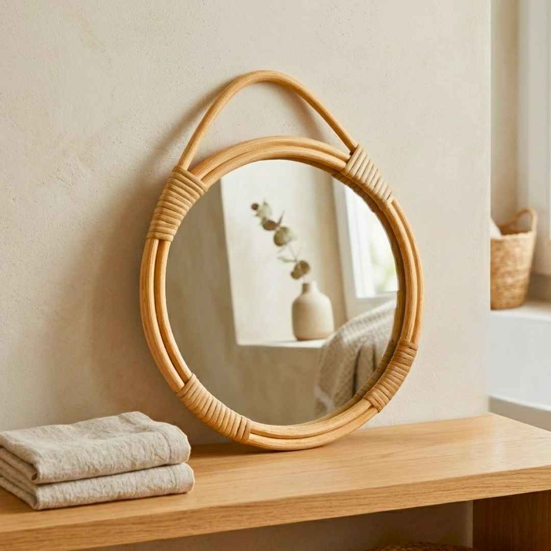 Bamboo Round Mirror